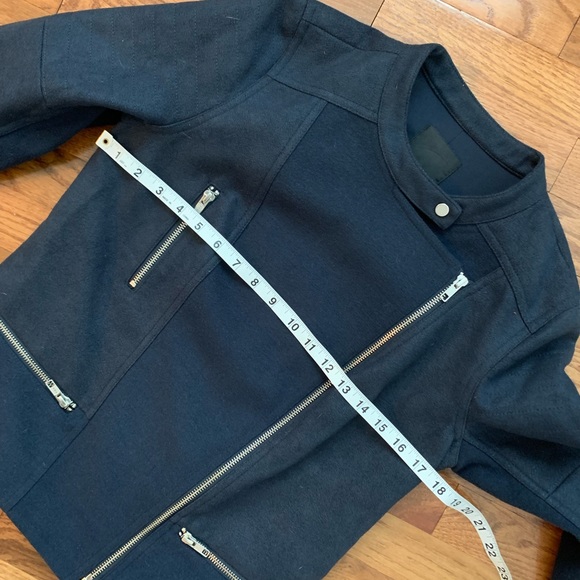 Trouve Blue Felt Moto Jacket women's medium size - Picture 6 of 11